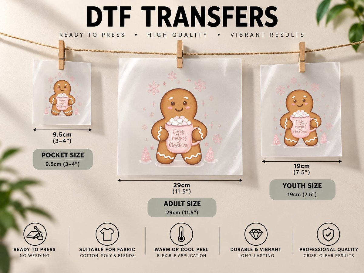 Enjoy the Magic of Christmas Heartbeat DTF Transfer Iron On