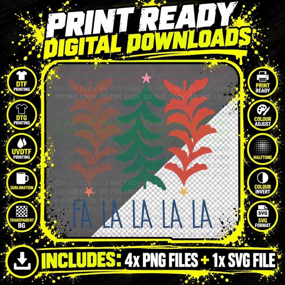 Fa La La La La Boho Floral Quote T-Shirt Png SVG Digital Bundle