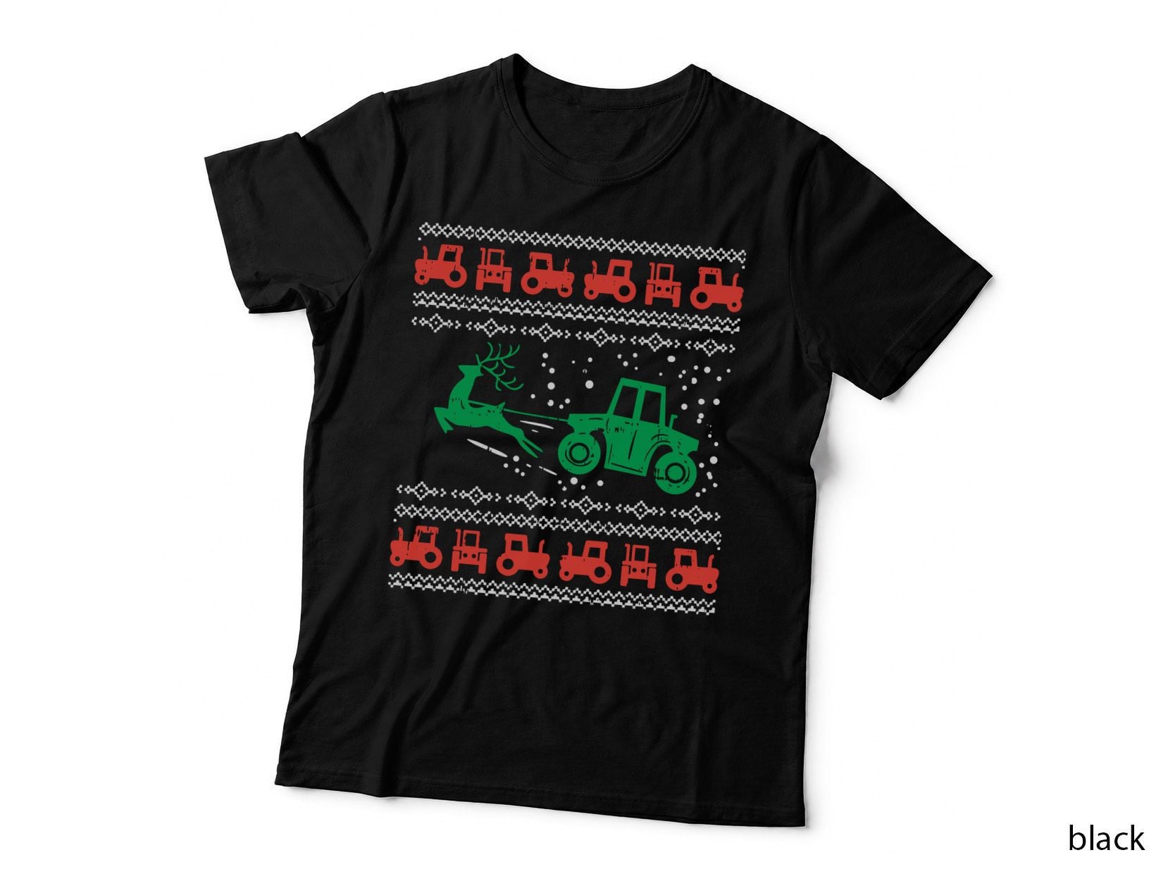 Farm Tractor Reindeer Fun Ugly Christmas Farmer Gift T-Shirt