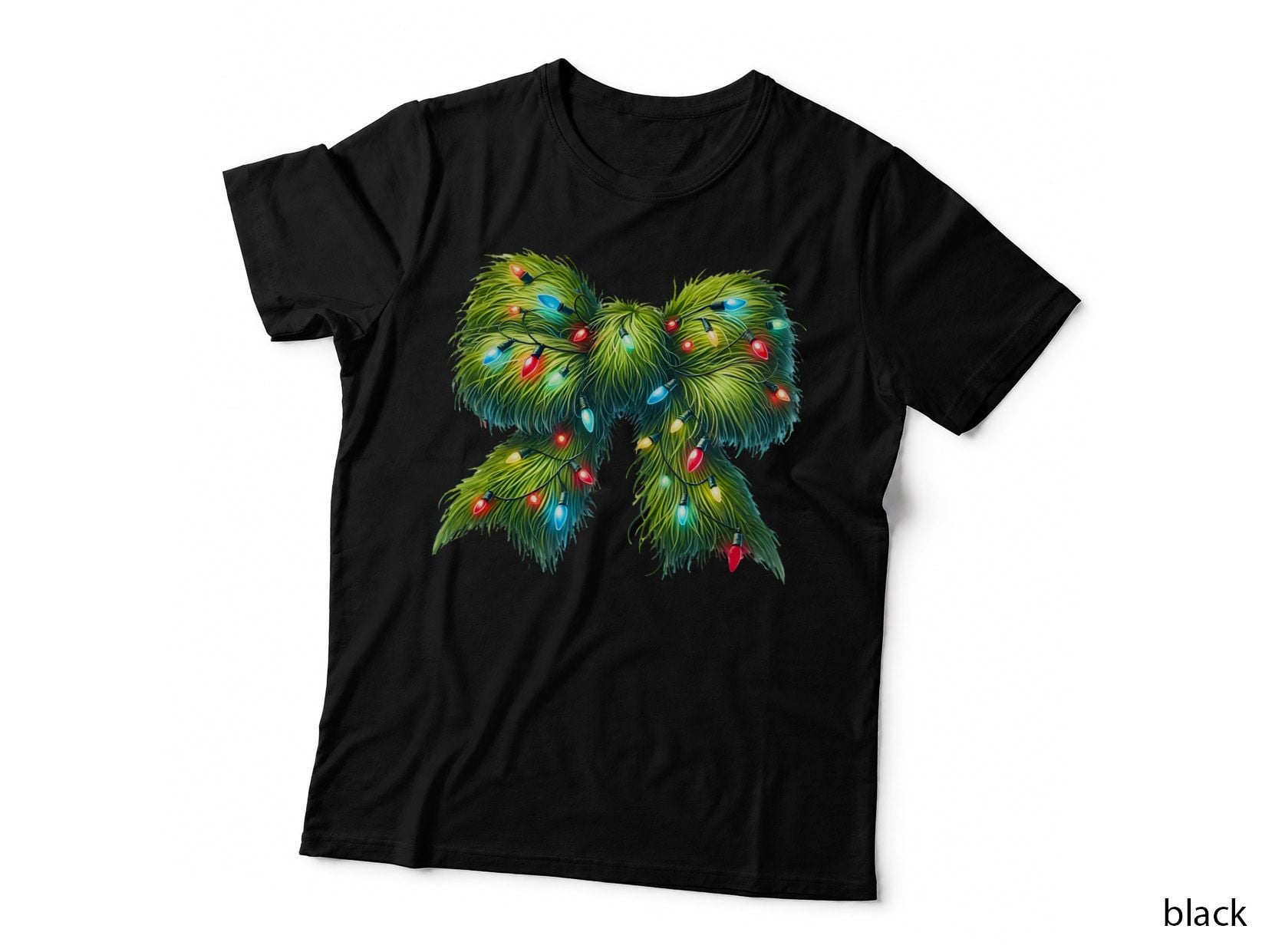 Festive Christmas Lights on Greenery Christmas Coquette T-Shirt