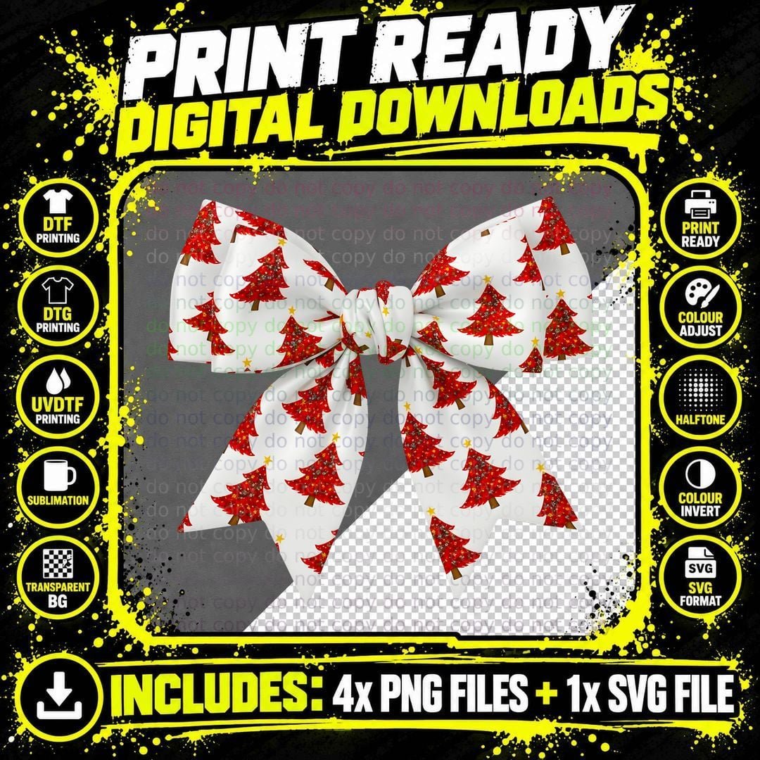 Festive Christmas Tree Bow Christmas Coquette T-Shirt Png SVG Digital Bundle