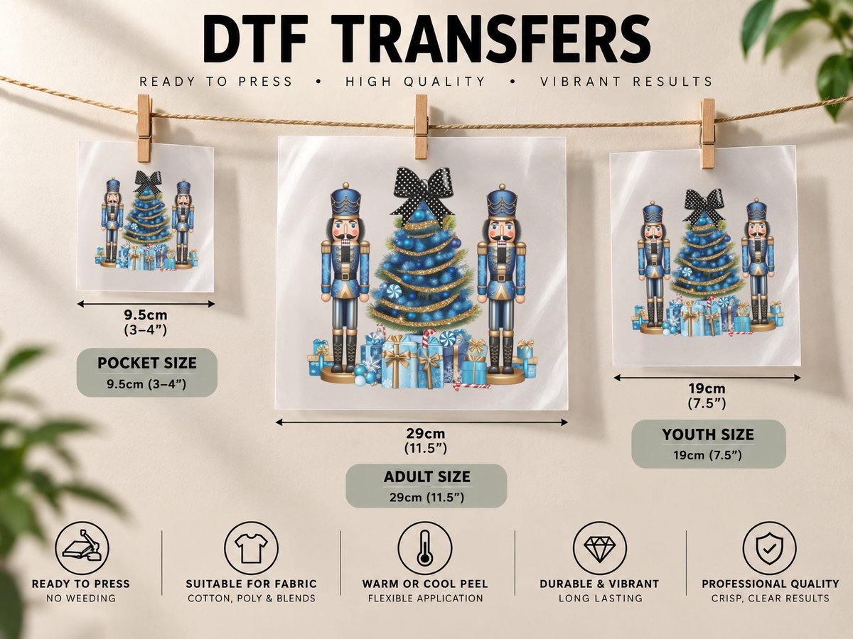 Festive Christmas Tree with Nutcrackers Winter DTF Transfer Iron On