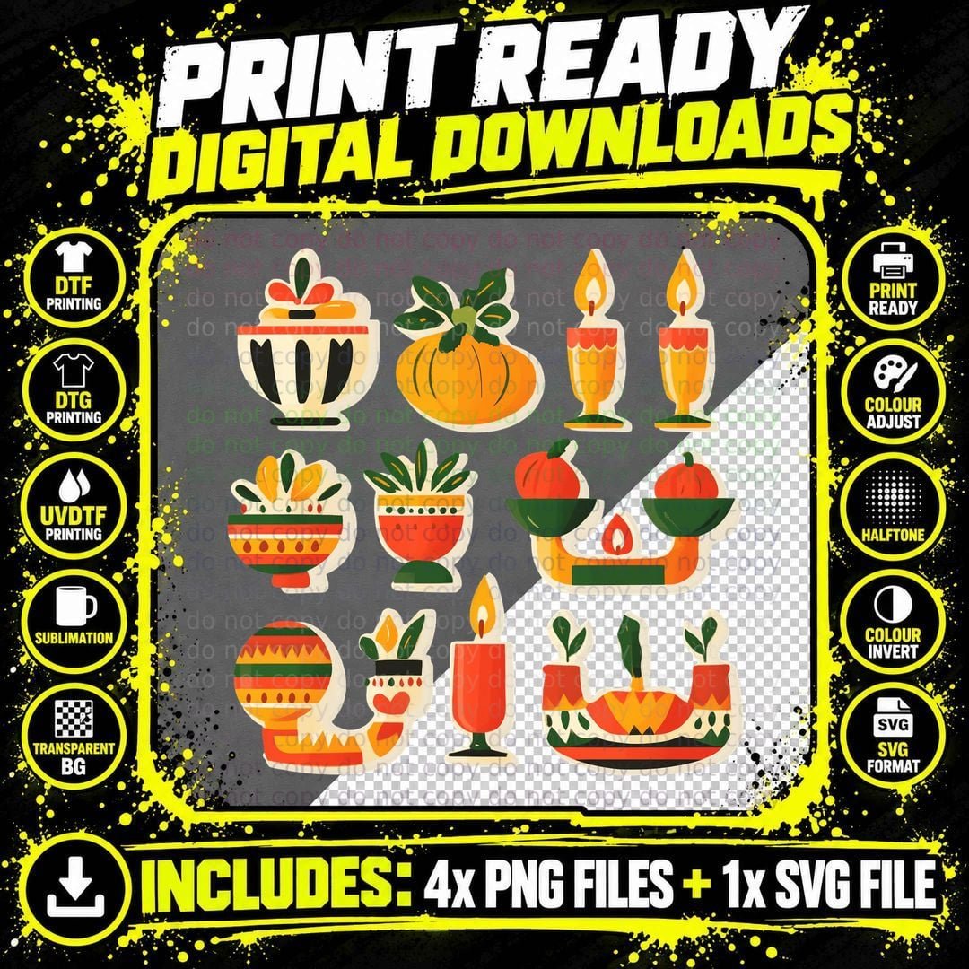 Festive Fall Decorations Kwanzaa T-Shirt Png SVG Digital Bundle