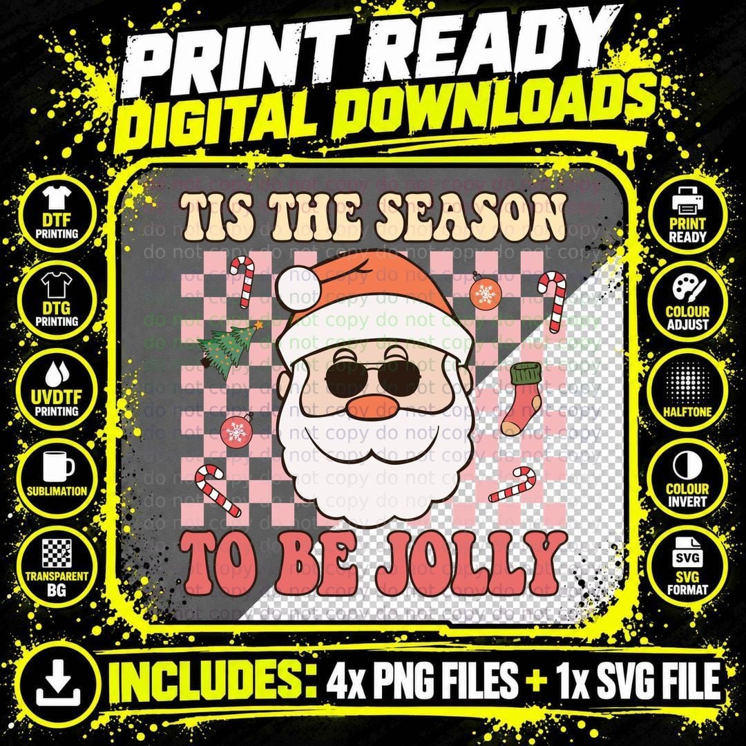 Festive Plaid Bow with Stars Christmas T-Shirt Png SVG Digital Bundle