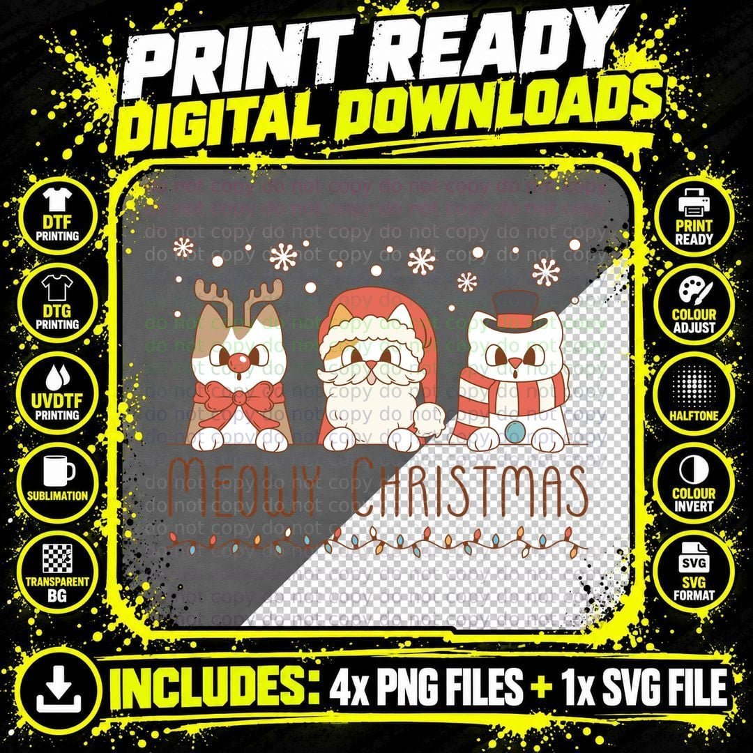 Festive Red Glitter Bow Christmas T-Shirt Png SVG Digital Bundle