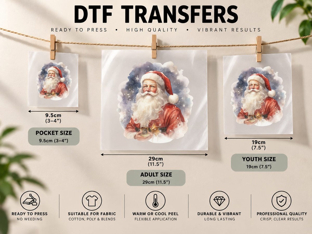 Festive Santa with Star Winter, Winter Graphic, Cute Winter DTF Transfer Iron On