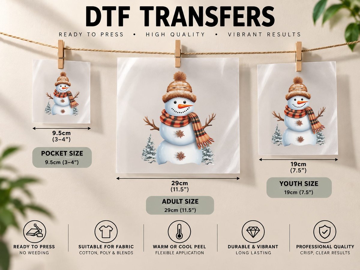 Festive Snowman with Scarf and Hat Winter, Winter Graphic DTF Transfer Iron On