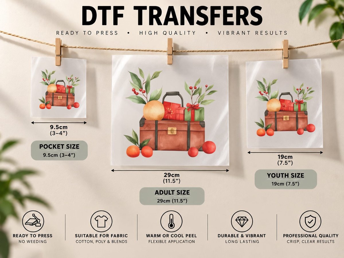 Festive Suitcase with Gifts and Oranges Lunar New Year DTF Transfer Iron On