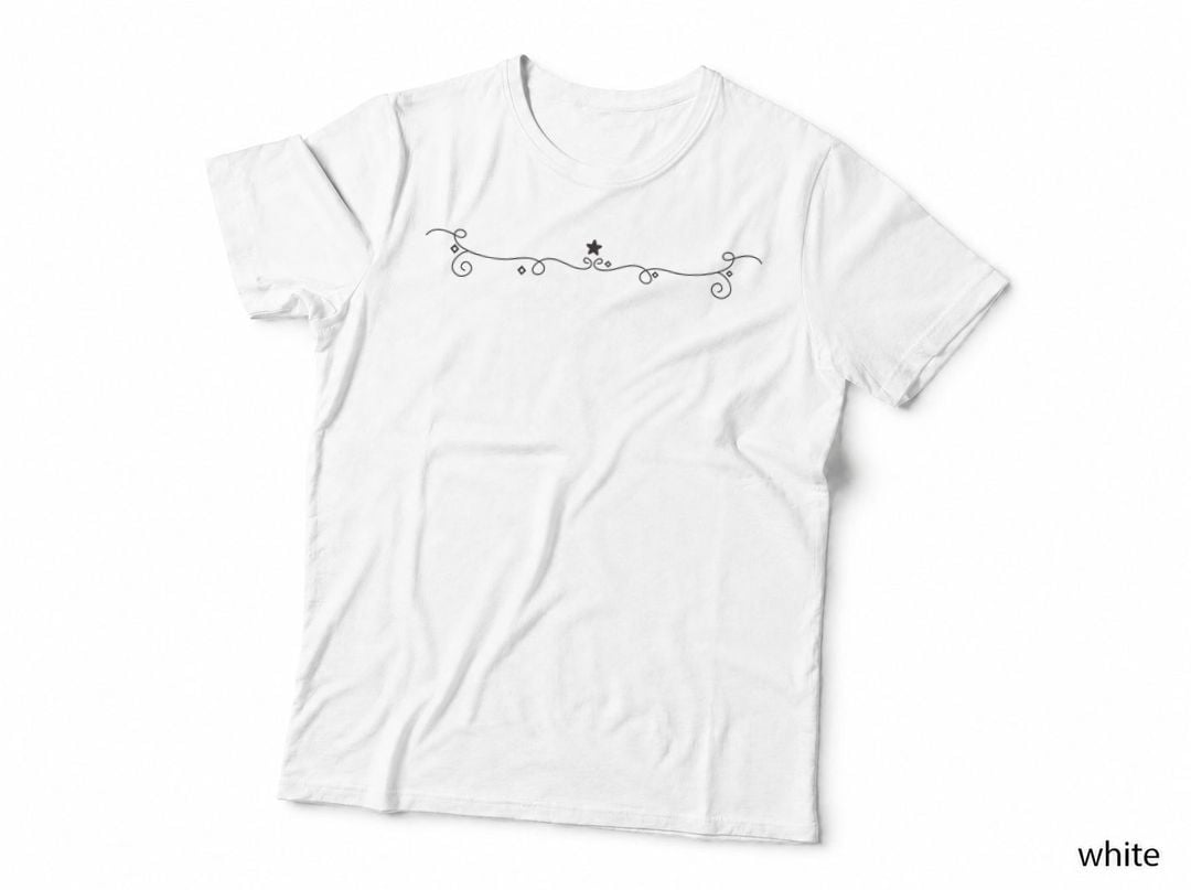 Festive Swirls with Star Heart Wreath T-Shirt, Heart Wreath Graphic Tee