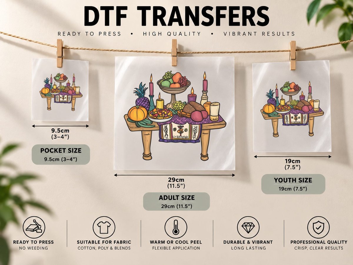 Festive Table with Fruits and Candles Kwanzaa DTF Transfer Iron On