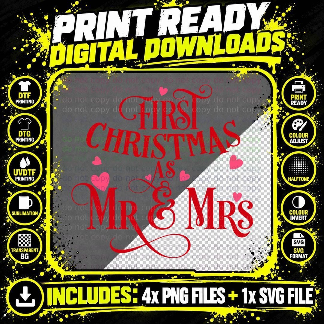 First Christmas as Mr and Mrs T-Shirt Png SVG Digital Bundle