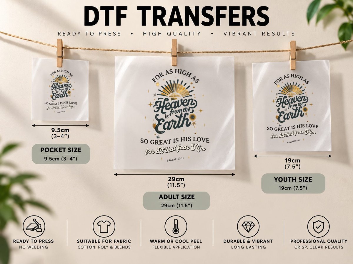 For as High as the Heavens DTF Transfer Iron On