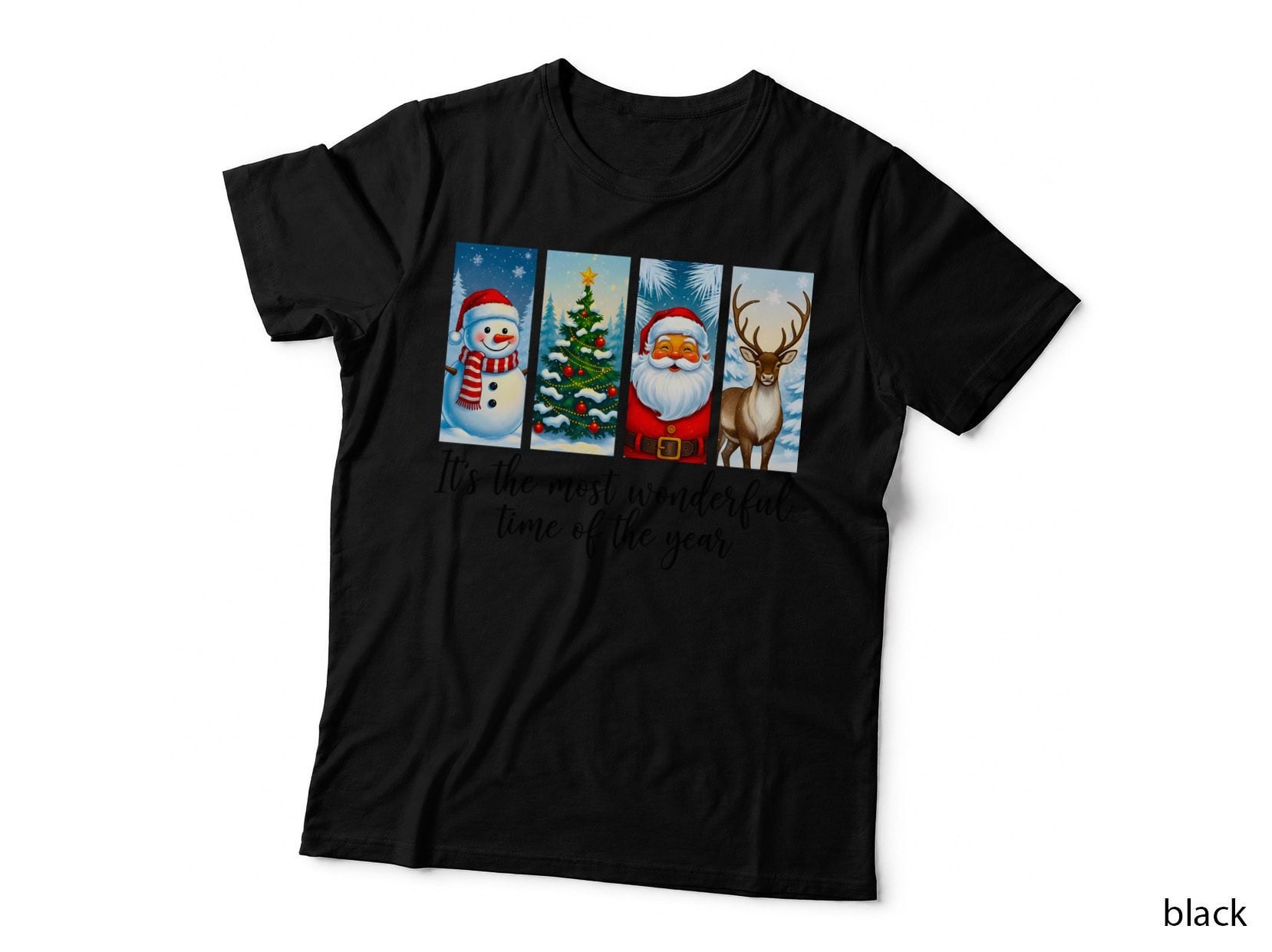 Four Holiday Characters Christmas T-Shirt, Funny Xmas Graphic Tee