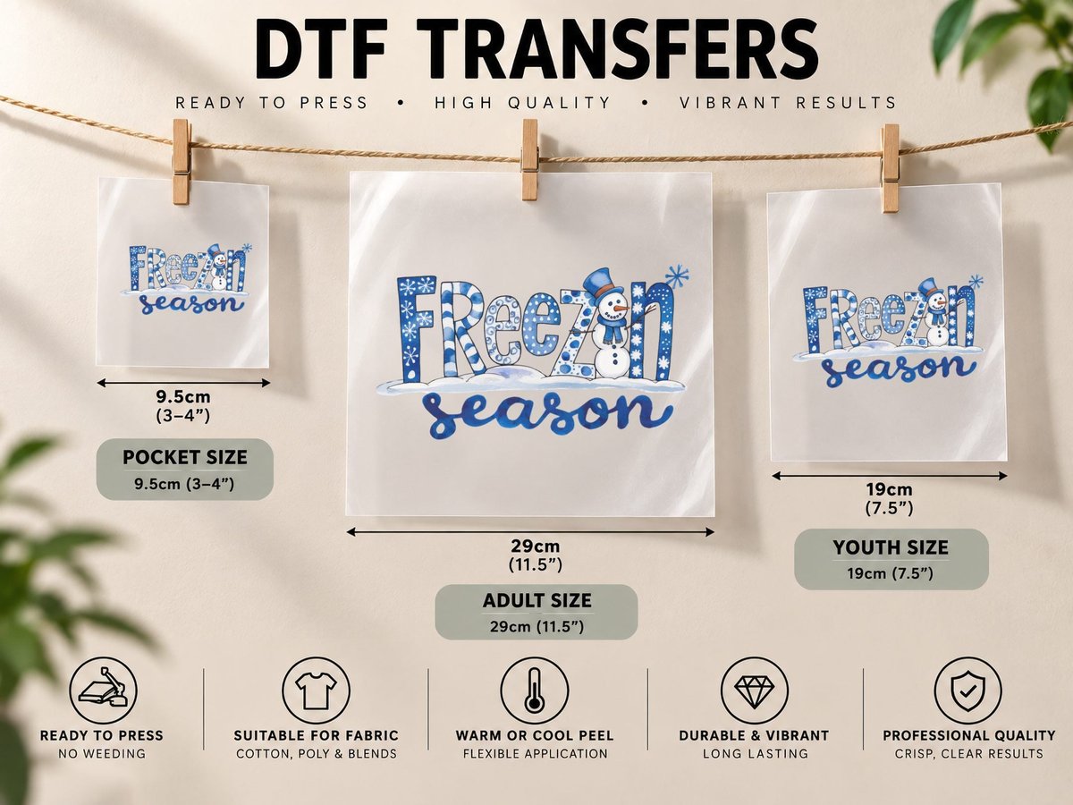 Freezin Season Winter, Snowman in Winter Landscape Graphic DTF Transfer Iron On