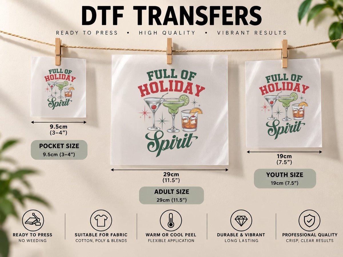 Full of Holiday Spirit Christmas, Funny Xmas DTF Transfer Iron On
