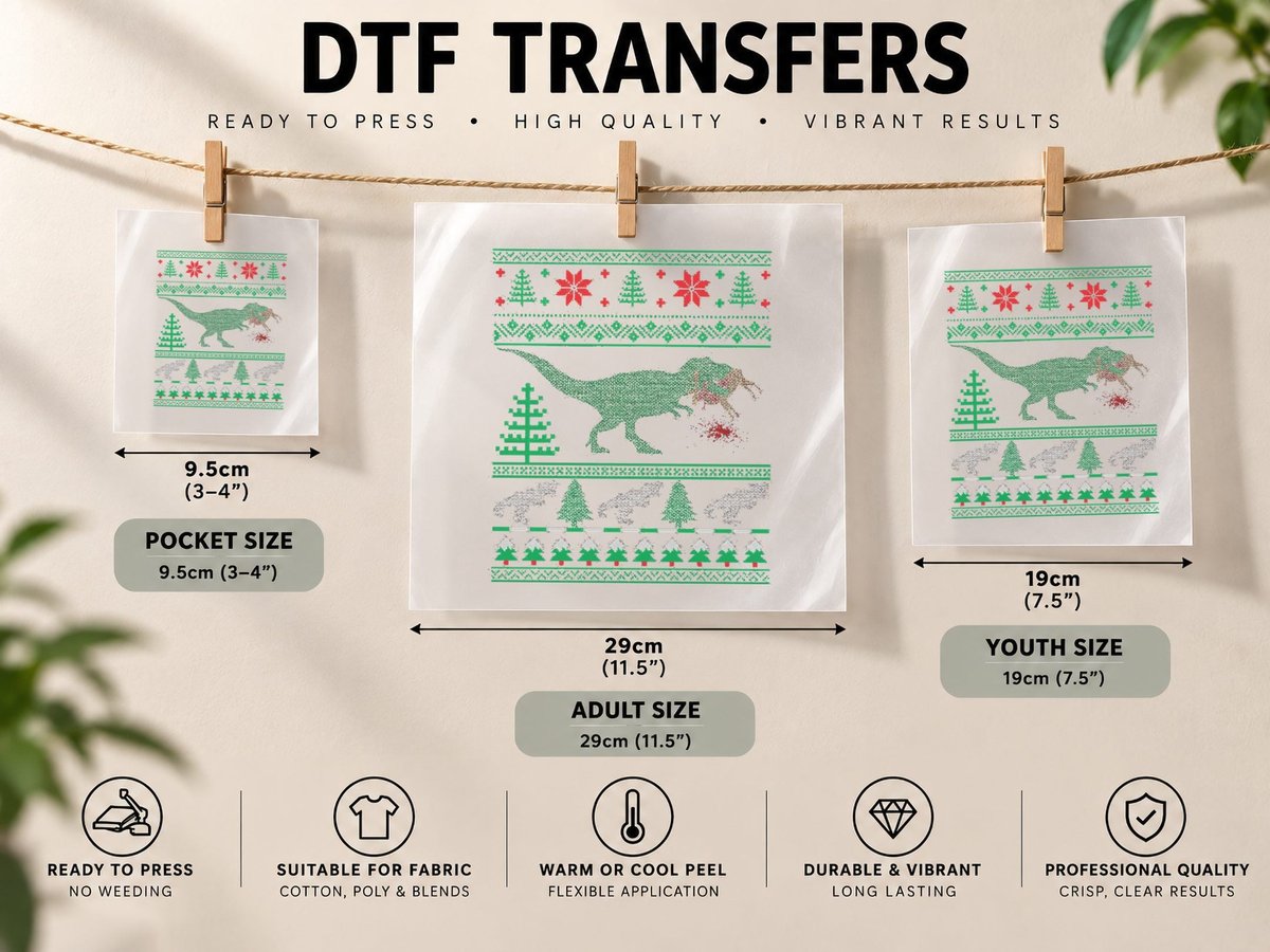 Funny Dinosaur T-Rex Eating Reindeer Tree Rex Ugly DTF Transfer Iron On