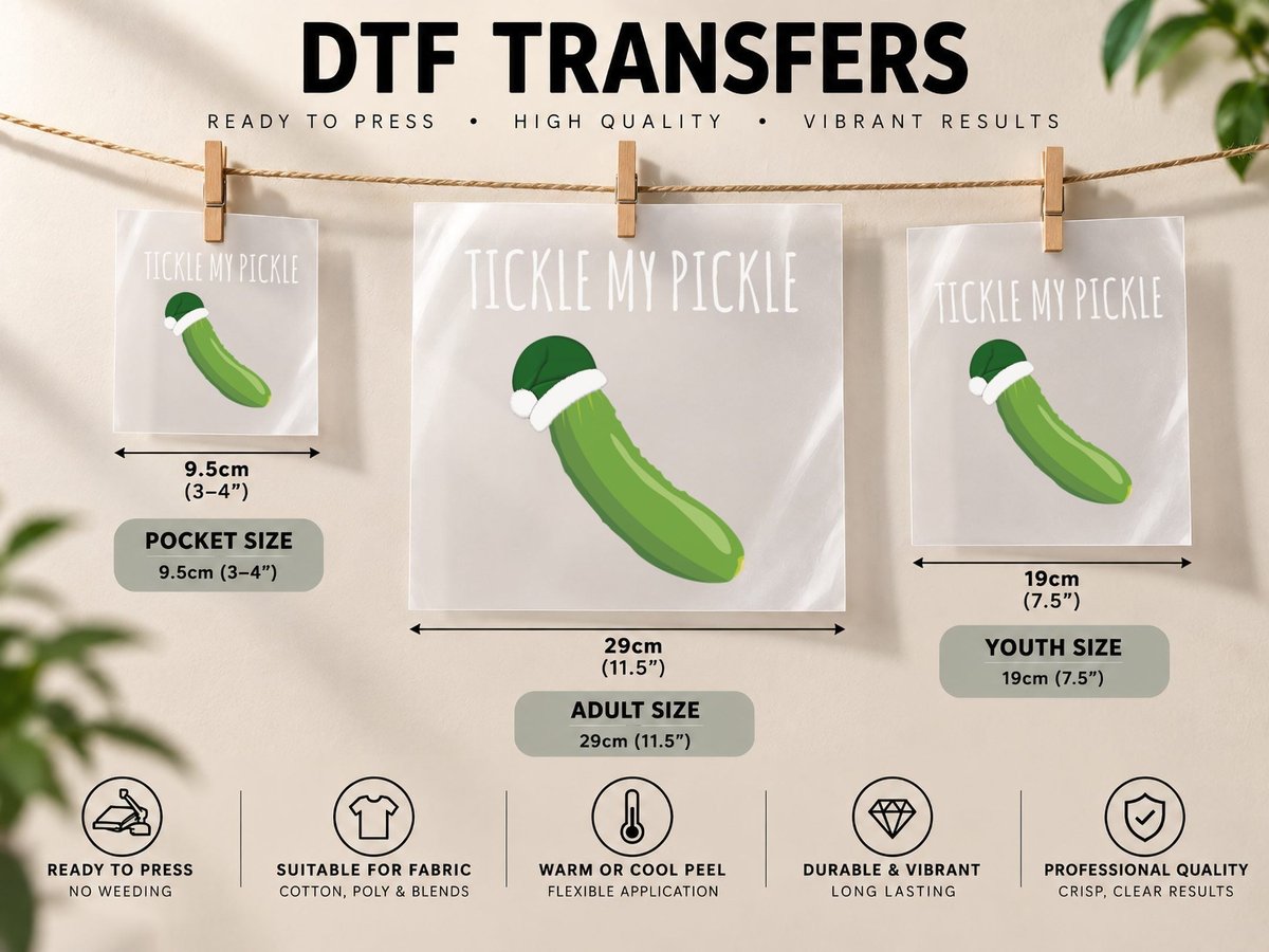 Funny Matching Couple His and Her Tickle My Pickle DTF Transfer Iron On