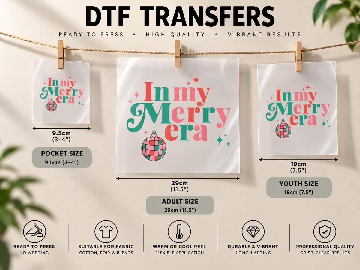 Funny Merry Christmas in My Merry Era Xmas Holiday DTF Transfer Iron On