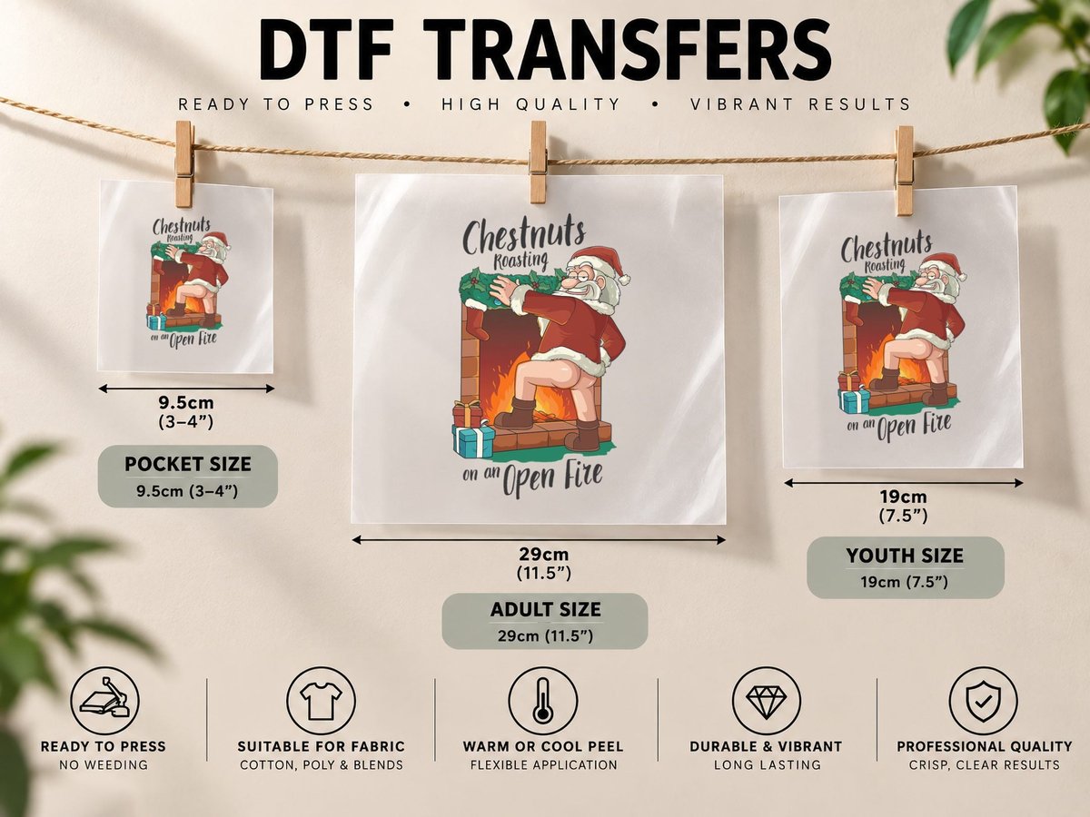 Funny Naughty Santa Dirty Food Pun Roasting Nuts Xmas DTF Transfer Iron On