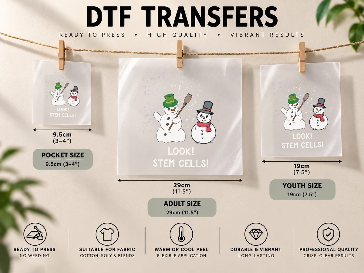 Funny Snowman Christmas Science Xmas Biology Snow Stem DTF Transfer Iron On