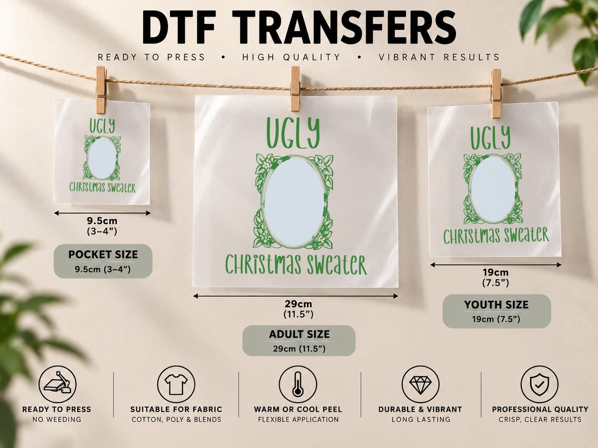 Funny Ugly Christmas with Mirror, Holiday Humor DTF Transfer Iron On