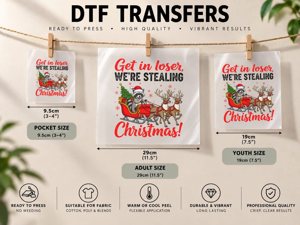 Get in Loser Christmas! Christmas, Funny Xmas, Xmas Humor DTF Transfer Iron On