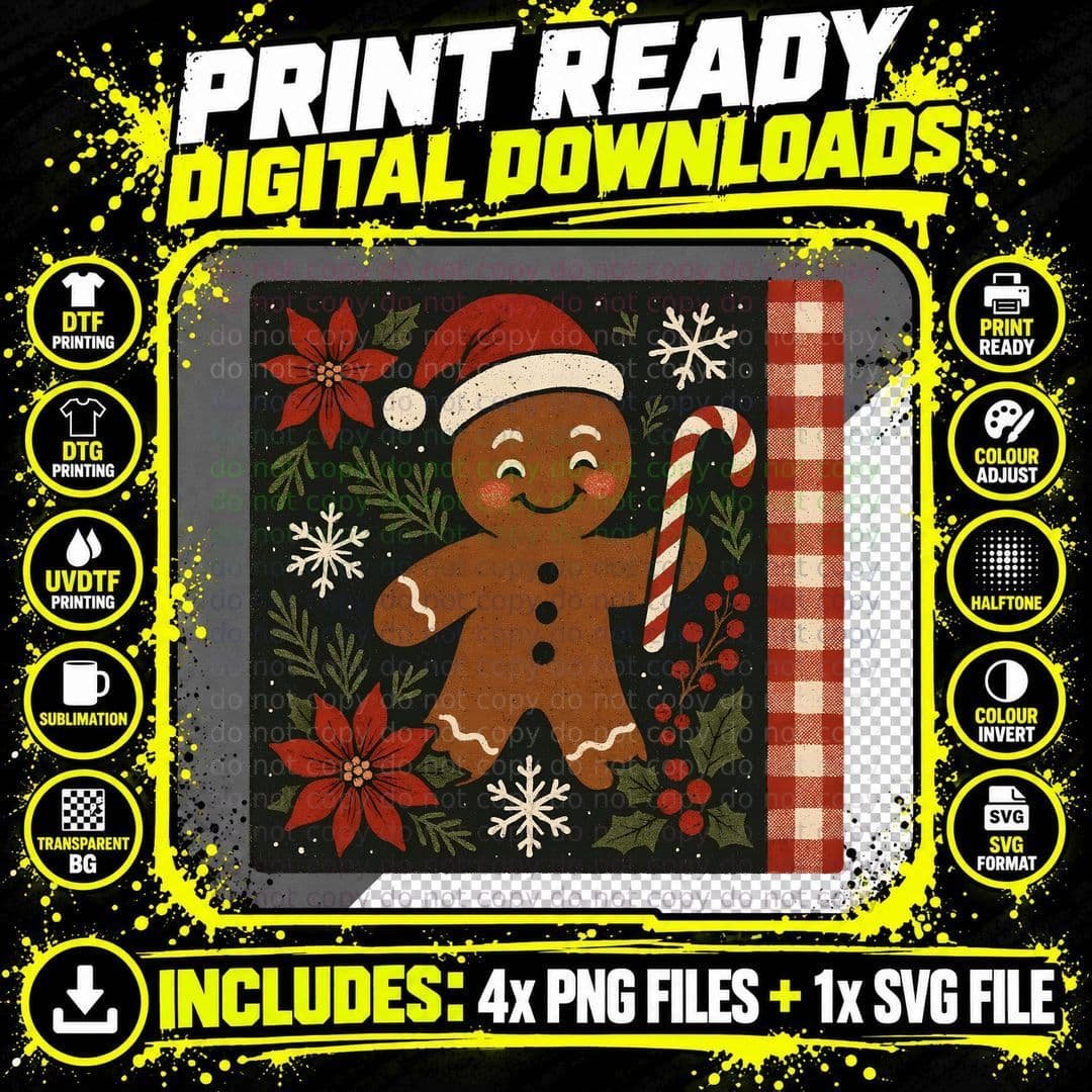 Gingerbread Candy Christmas T-Shirt Png SVG Digital Bundle