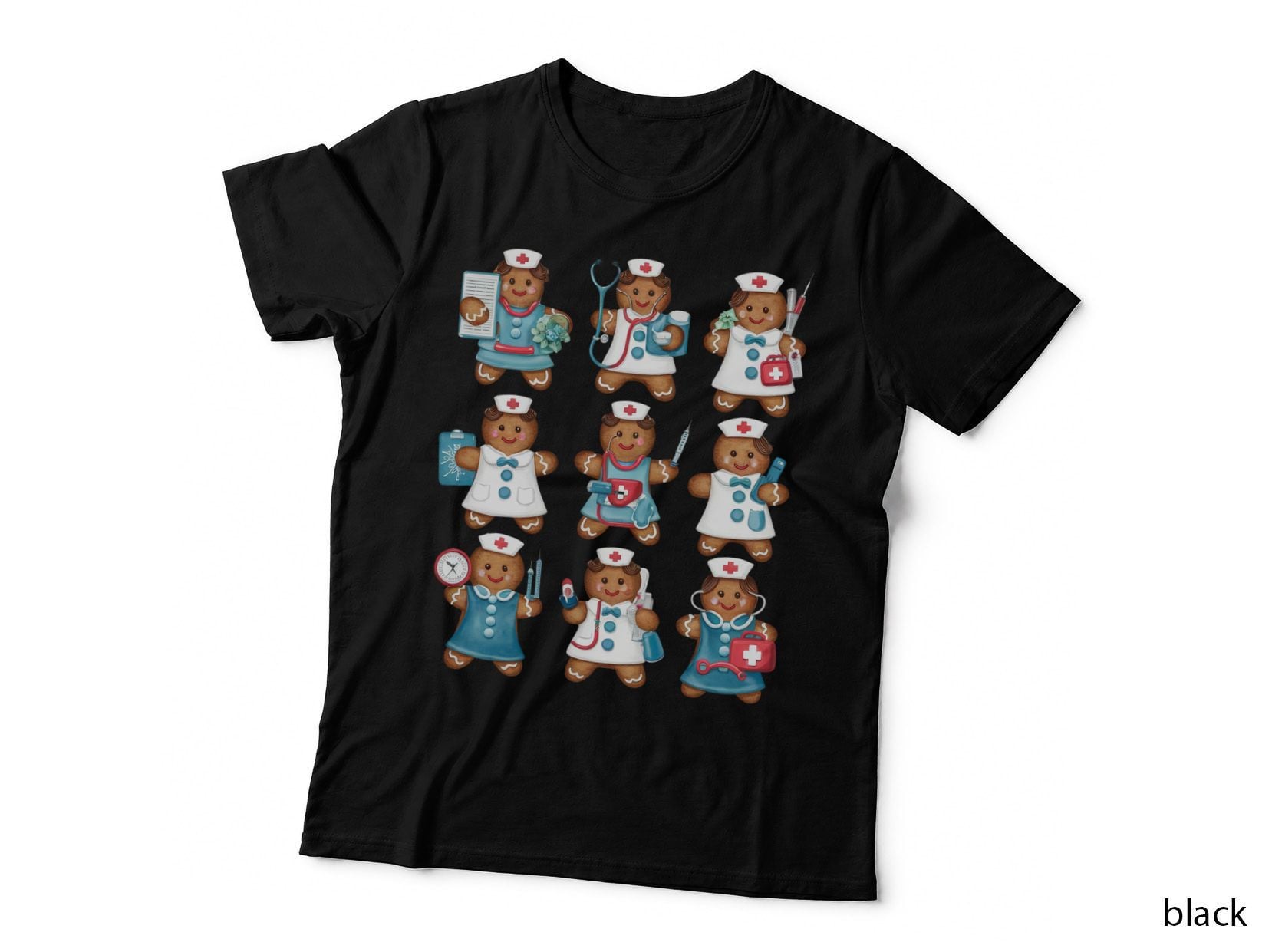 Gingerbread Nurse Healthcare Workers Christmas T-Shirt, Funny Xmas Graphic Tee