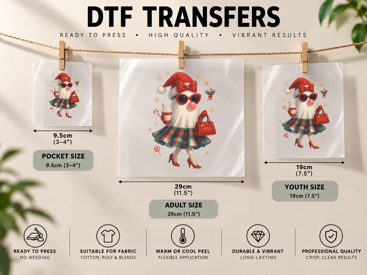 Glamorous Santa Woman with Style Christmas DTF Transfer Iron On
