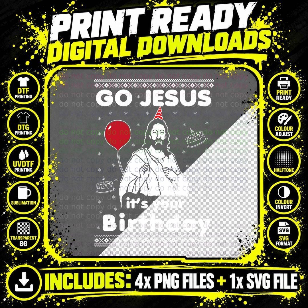 Go Jesus It's Your Birthday Ugly Christmas Cheap Gift Png SVG Digital Bundle