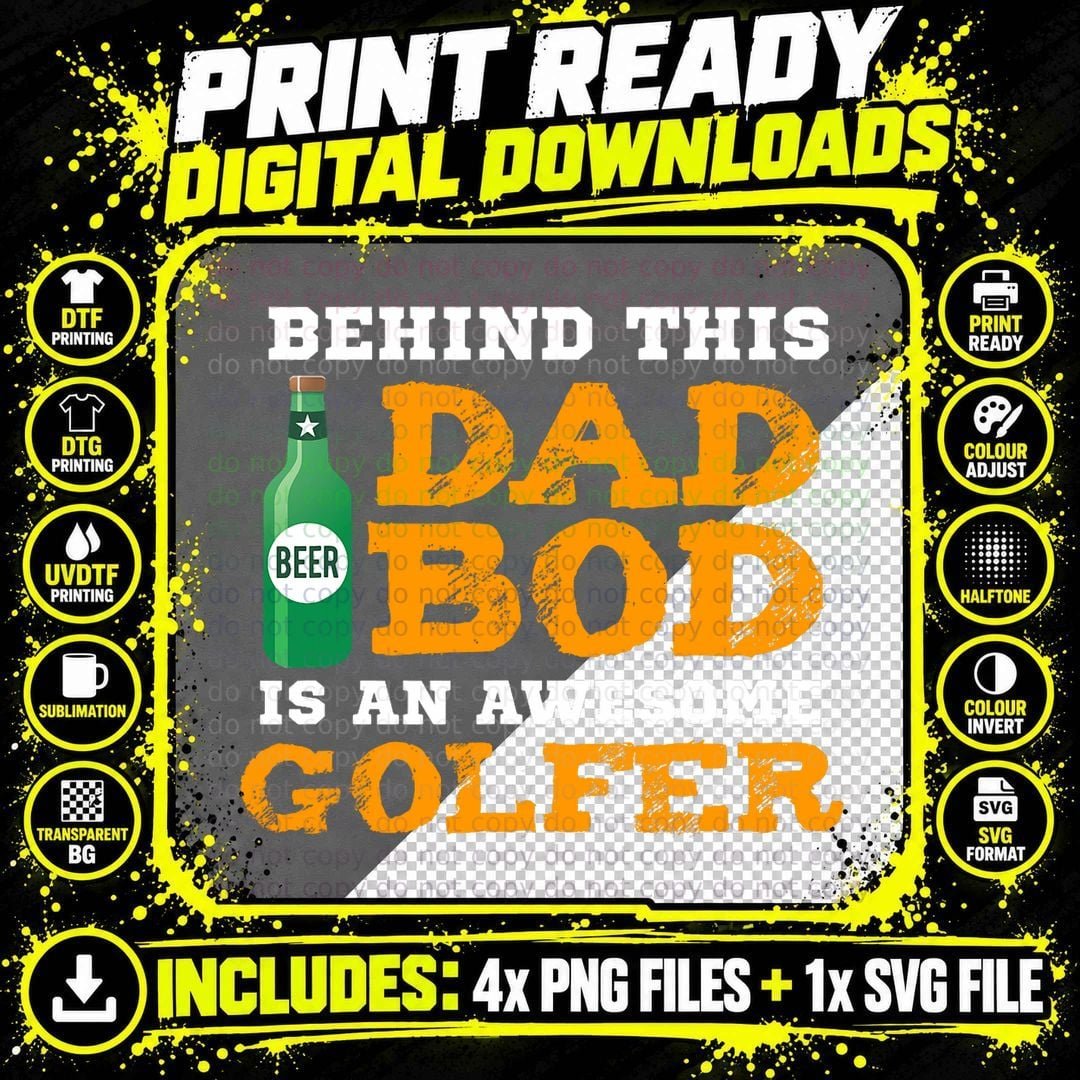 Golf Dad Bod Funny Fathers Day Gifts Birthday Christmas Png SVG Digital Bundle