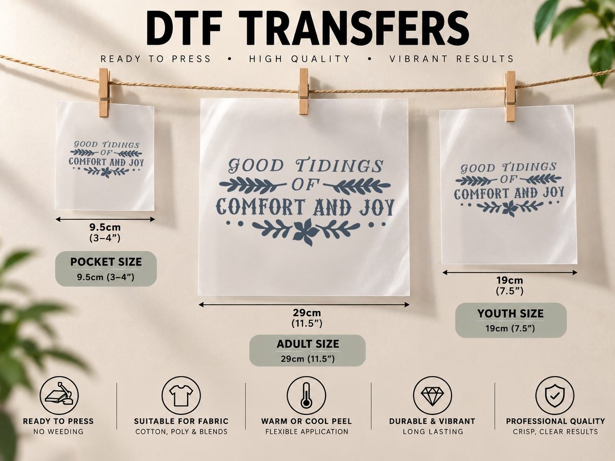 Good Tidings of Comfort and Joy DTF Transfer Iron On