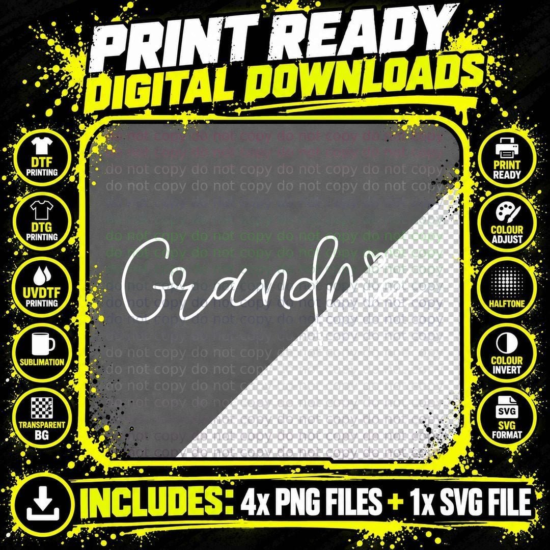 Grandma for Women Mother's Day Grandparents Day Png SVG Digital Bundle