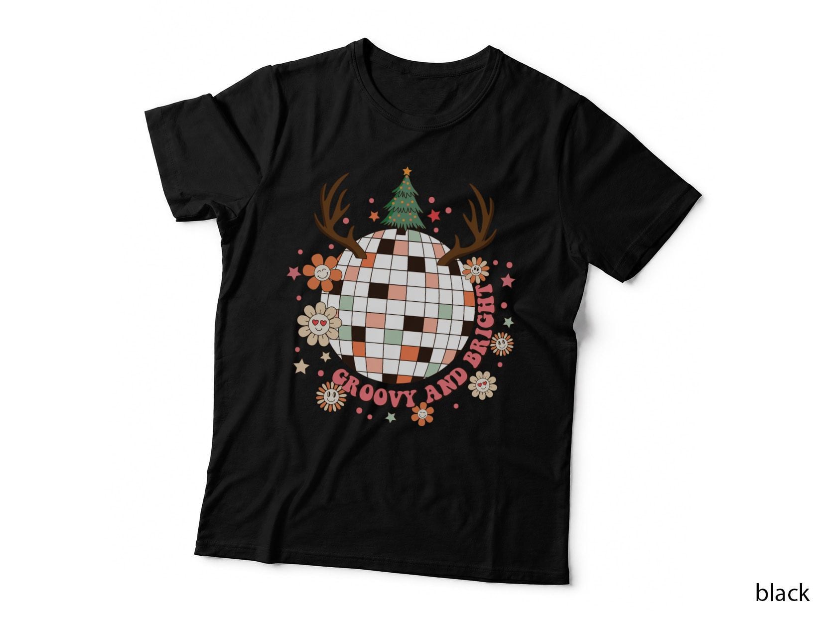 Green Bow Illustration Christmas T-Shirt, Christmas Graphic Tee