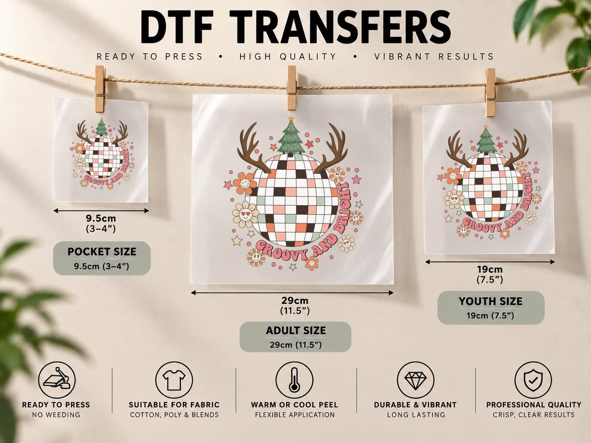 Green Bow Illustration Christmas, Christmas Graphic DTF Transfer Iron On