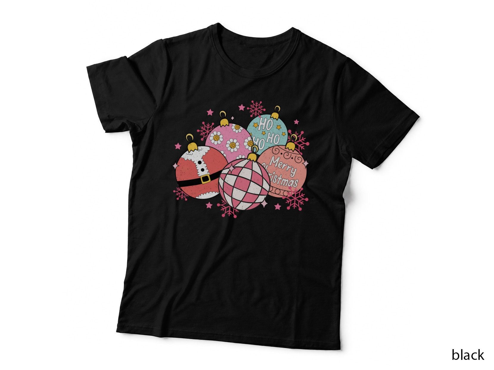Green Bow with Snowflakes Christmas T-Shirt, Christmas Graphic Tee