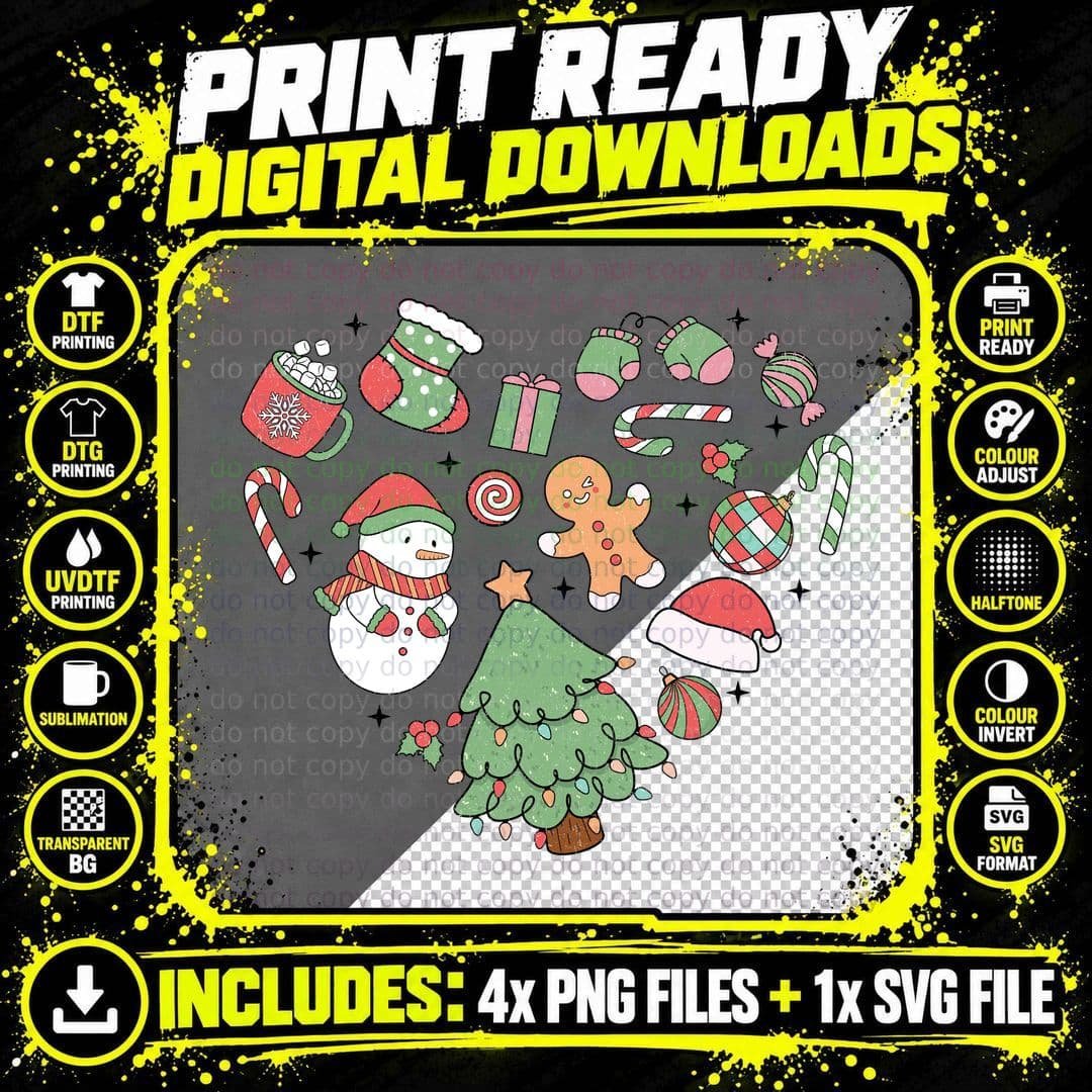 Green Fluffy Bow with Red Glitter Center Christmas Png SVG Digital Bundle