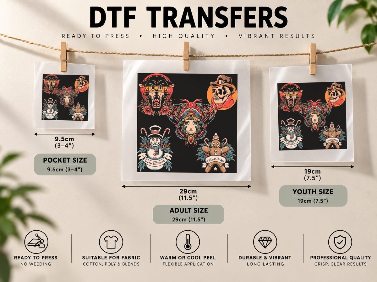 Grid Christmas with Santa Designs Multi Holiday DTF Transfer Iron On
