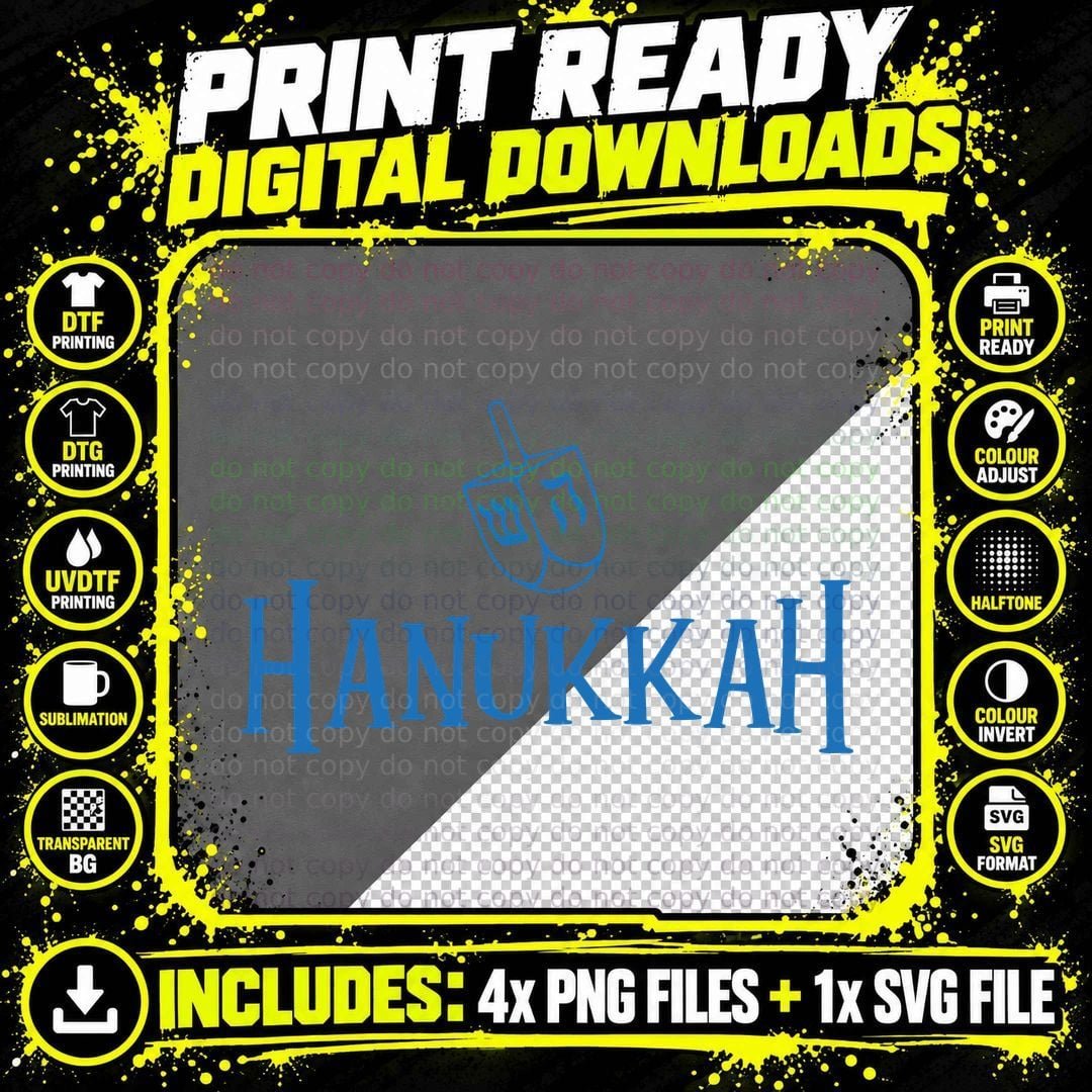 Hanukkah Menorah Blue Religious Holiday T-Shirt Png SVG Digital Bundle