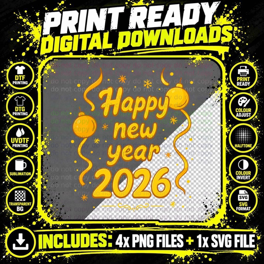 Happy New Year 2026 Happy New Year T-Shirt Png SVG Digital Bundle