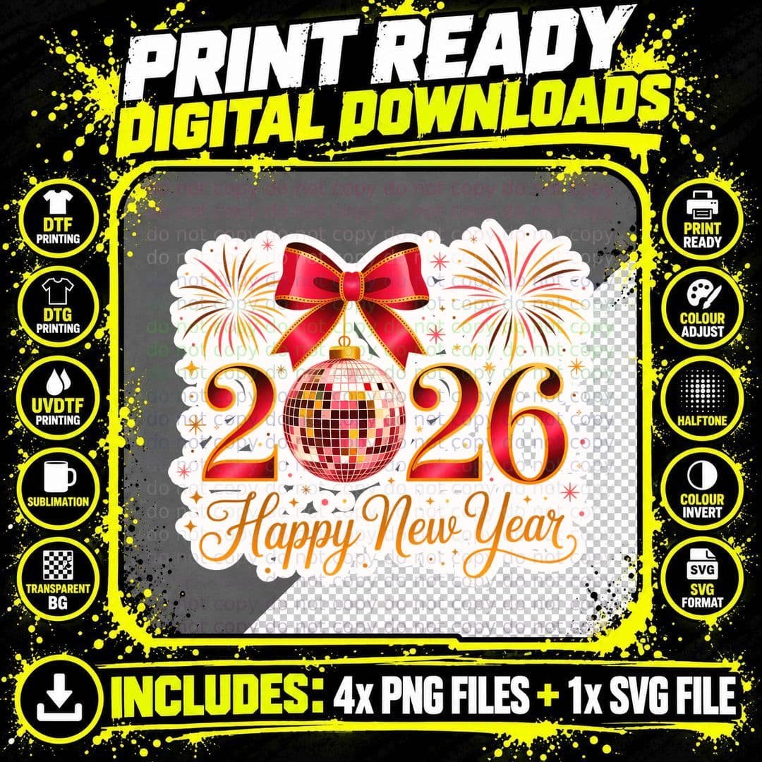 Happy New Year 2026 Happy New Year T-Shirt Png SVG Digital Bundle