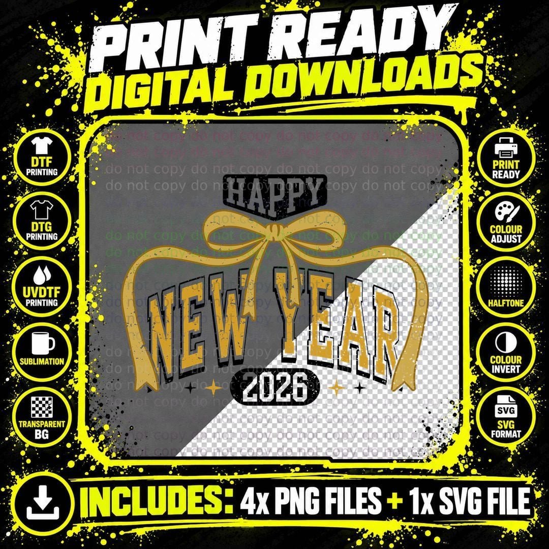 Happy New Year 2026 Happy New Year T-Shirt Png SVG Digital Bundle