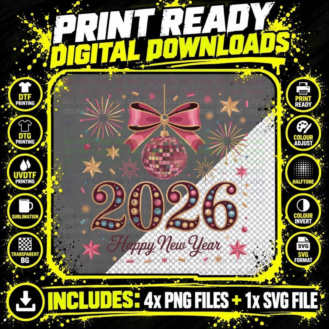 Happy New Year 2026 Happy New Year T-Shirt Png SVG Digital Bundle