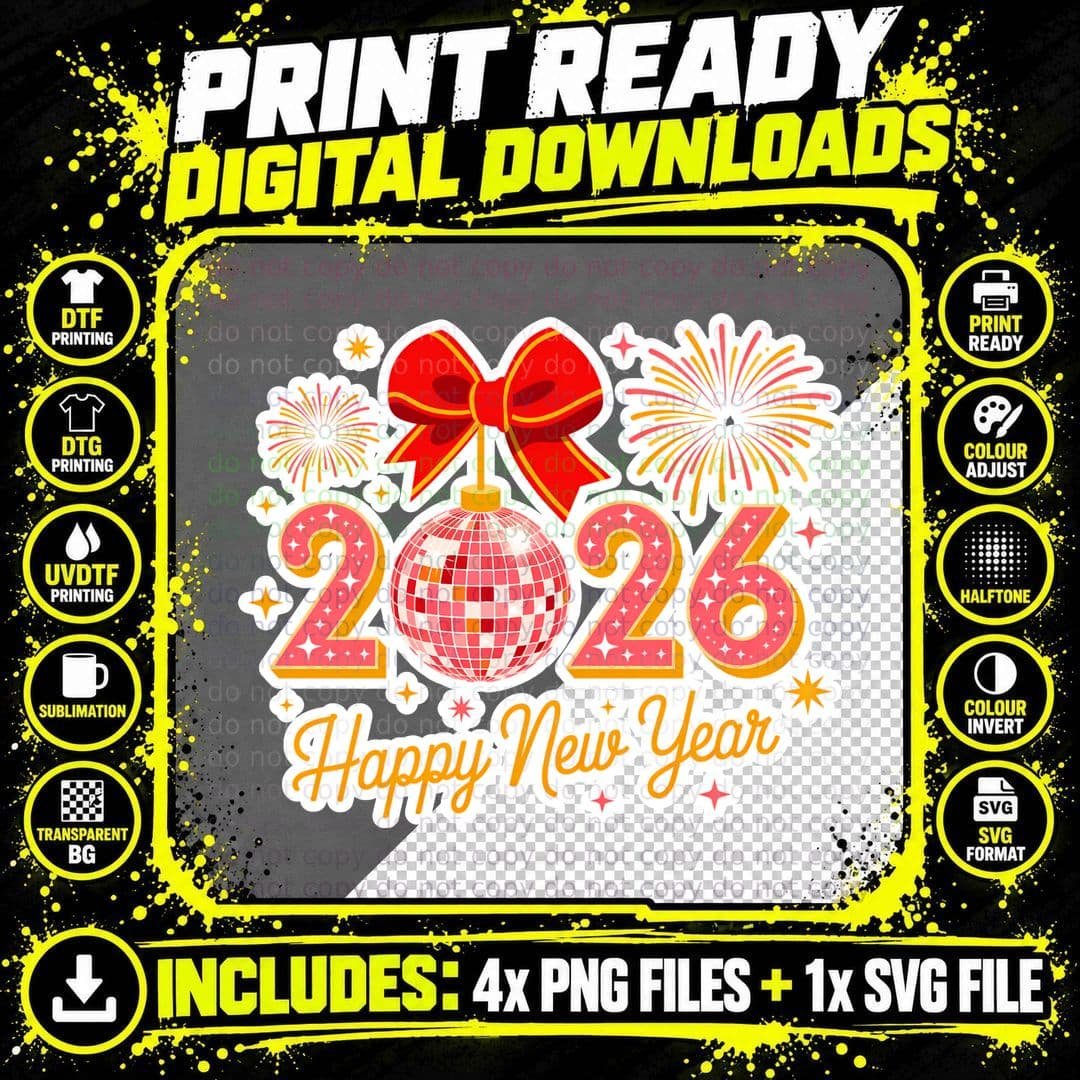 Happy New Year Happy New Year Design T-Shirt Png SVG Digital Bundle