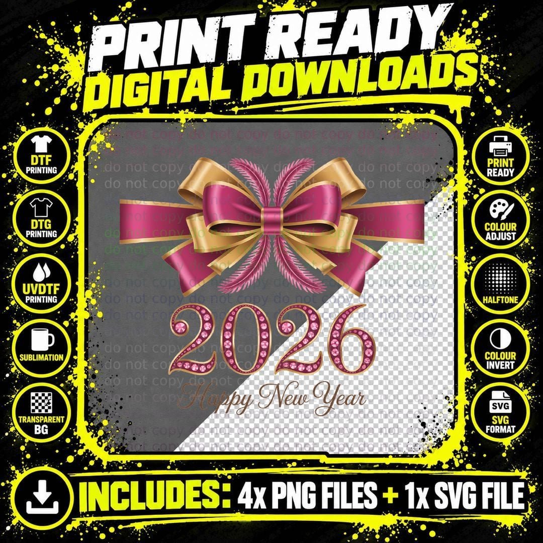 Happy New Year Happy New Year T-Shirt Png SVG Digital Bundle