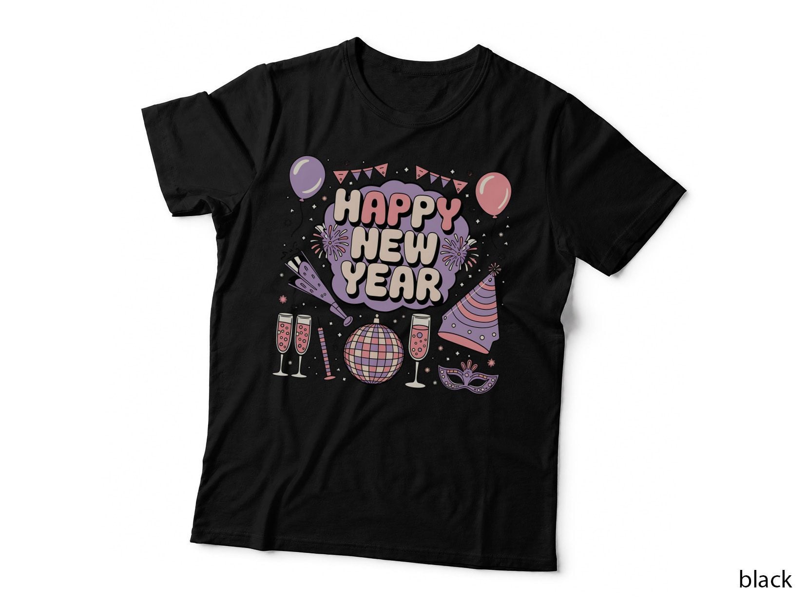 Happy New Year Happy New Year T-Shirt, Festive New Year Party Elements Graphic