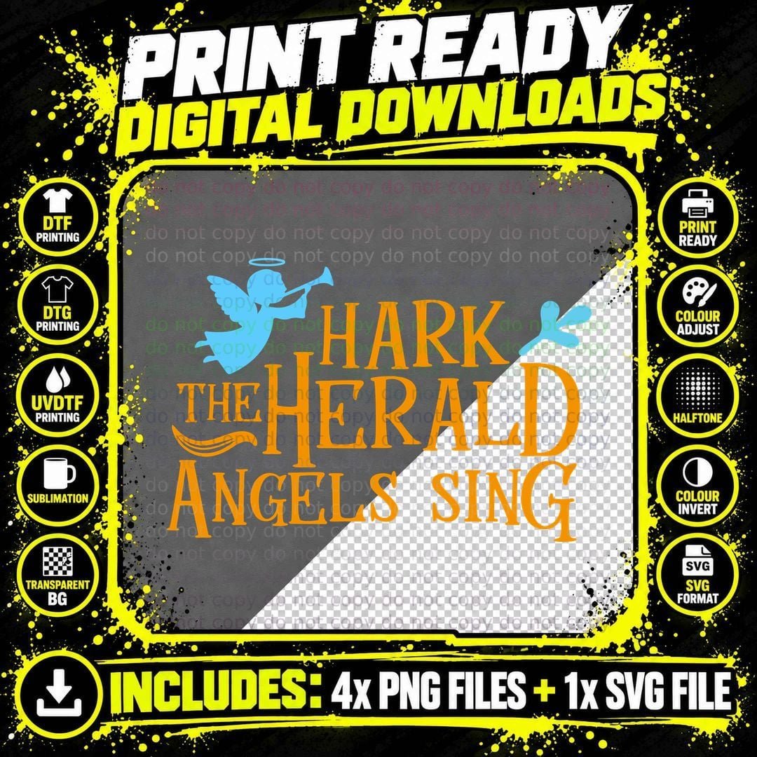 Hark the Herald Angels Sing T-Shirt Png SVG Digital Bundle