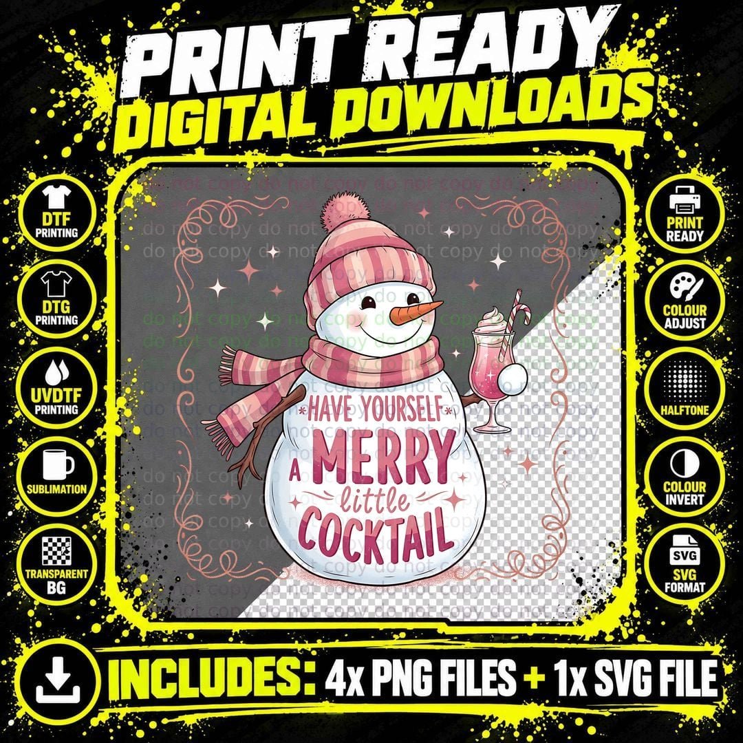 Have Yourself a Merry Little Cocktail Heartbeat T-Shirt Png SVG Digital Bundle
