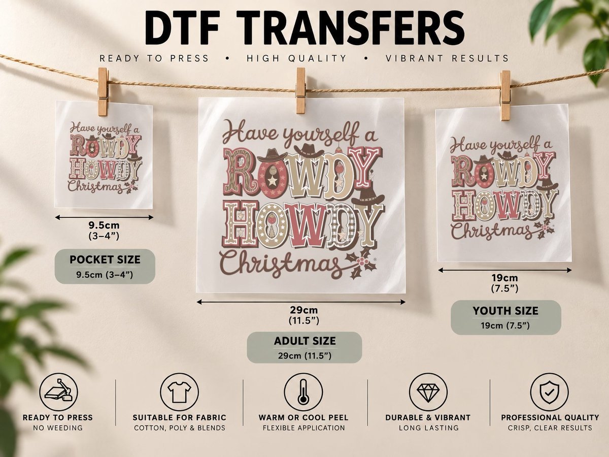 Have Yourself a Rowdy Howdy Christmas Western DTF Transfer Iron On