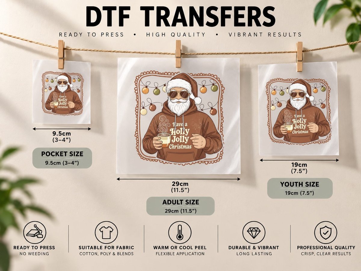 Have a Holly Jolly Christmas Heartbeat DTF Transfer Iron On